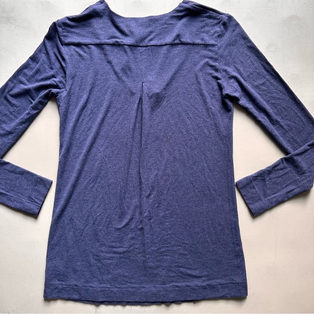 Hanro Long Sleeve Shirt Size XS Heather Blue V-Neck SOFT Lounge Wear Pajama Top - Picture 2 of 9